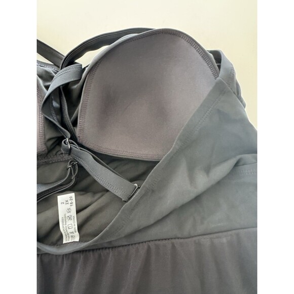 Plus Size Swimdress One Piece Swimsuit Tummy Control black Skirt size 2x 18-20W - Picture 12 of 13